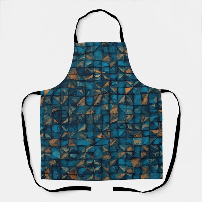 Tablier Magnifique motif patchwork "Look" en sarcelle fonc (Recto)