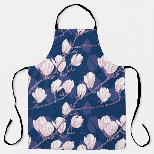 Tablier Magnolia Elegance : Le Printemps de la Marine (Recto)