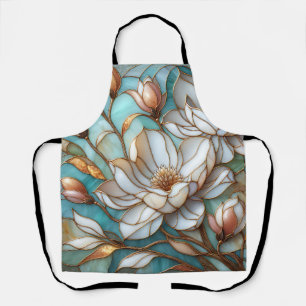 Tablier Magnolia Élégant Art Mosaïque Floral en Verre Cath