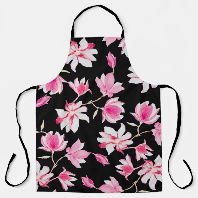 Tablier Magnolia romantique : Aquarelle noire (Recto)
