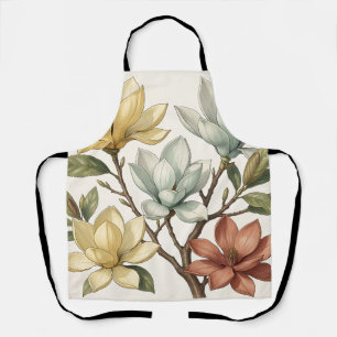Tablier Magnolias Élégants Fleurissant Crème Jaune Terraco
