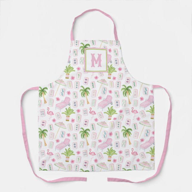 Tablier Mahjong Palm Beach Aquarelle (Recto)
