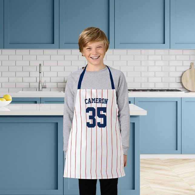 Tablier Maillot de baseball rayé de couleur éditable pour  (Créateur téléchargé)