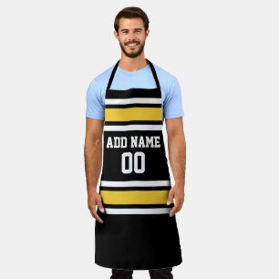 Tablier Maillot de sport jaune et noir nom et numéro perso