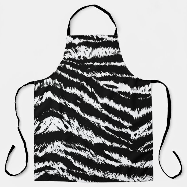 Tablier Main Tirée Abstraite Deux couleurs Zebra Stripes R (Recto)