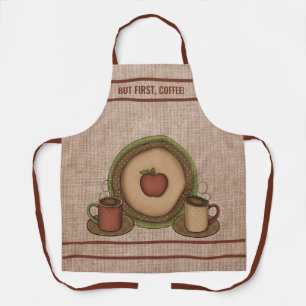 Tablier Mais d'abord, Café ! Tasses à café et assiette aux