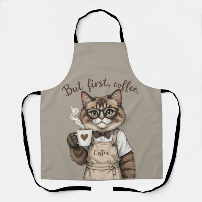 Tablier Mais d'abord, chat café (Recto)