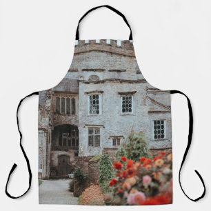 Tablier MAISON Brown EN BRIQUE PRÈS DES FLEURS ROUGES