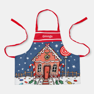 Tablier Maison de pain d'épices de Noël personnalisée