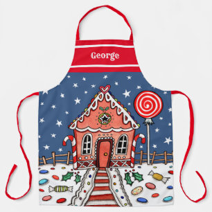 Tablier Maison de pain d'épices de Noël personnalisée