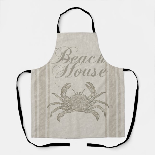 Tablier Maison de plage crabe rivage côtier vintage (Recto)