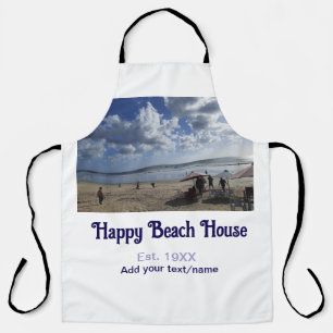 Tablier Maison de plage établie. Ajouter année photo latit