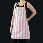 Tablier Maison de plage Nom personnalisé Pink Cabana Strip<br><div class="desc">Cuisinez dans le style avec notre Beach House Custom Name Pink Cabana Stripe Apron, un mélange parfait de charme côtier et de l'atmosphère personnalisée. Ce tablier animé est doté d'un design rayé de cabane rose crème glacée et peut être customisé avec votre nom de famille, date et emplacement établis, ce...</div>