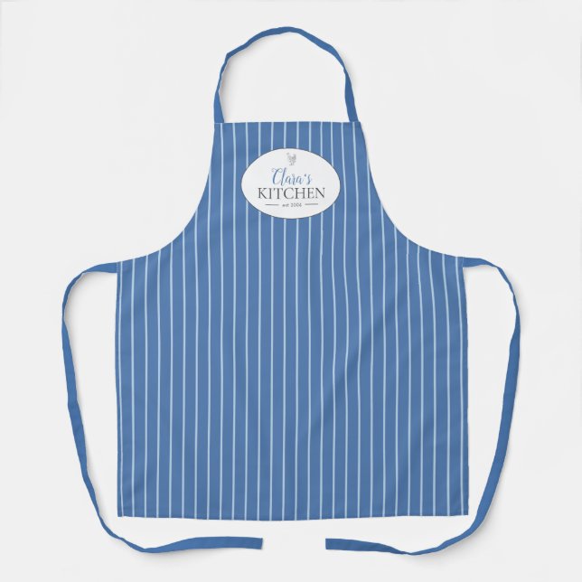 Tablier Maison d'élevage Vintage à bandes bleues personnal (Recto)