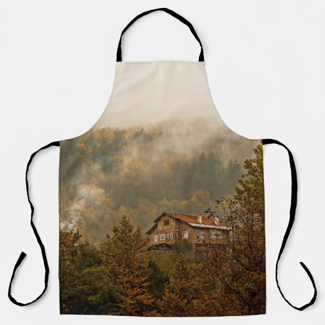 Tablier Maison en bois de la forêt : Scène tranquille (Recto)