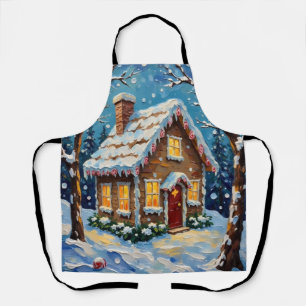 Tablier Maison en pain d'épices vintage dans un hiver ench