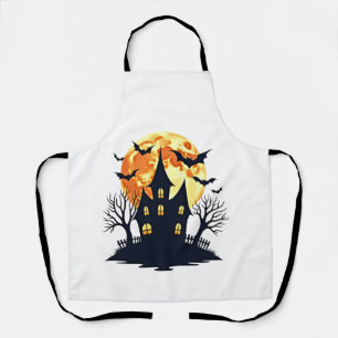 Tablier Maison hantée avec chauves-souris � T-shirt Hallow