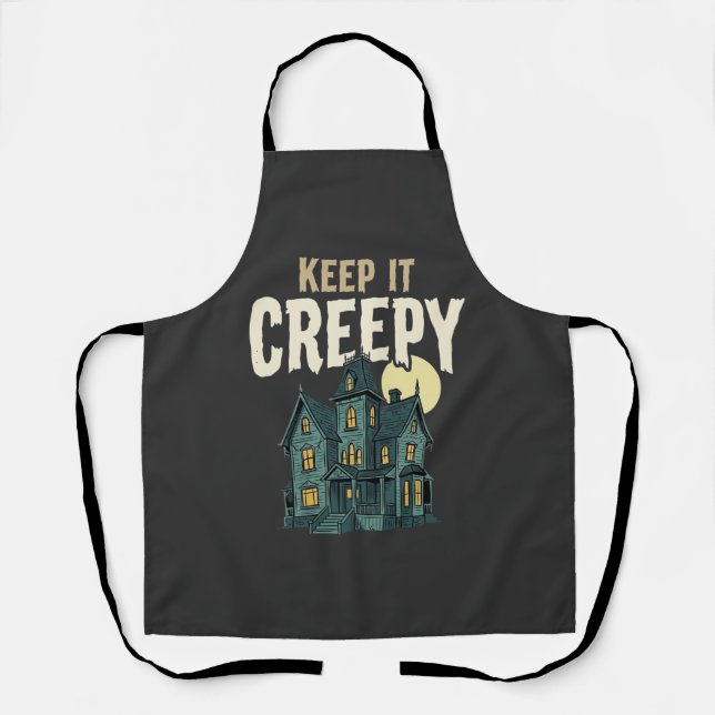 Tablier Maison Hantée Creepy Design Halloween_1 (Recto)
