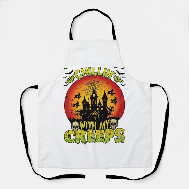 Tablier Maison hantée de Chillin Creeps Halloween Sorcière (Recto)