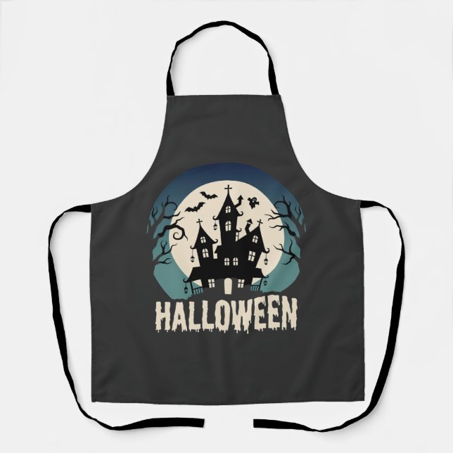 Tablier Maison Hantée de la Lune Vector Halloween (Recto)
