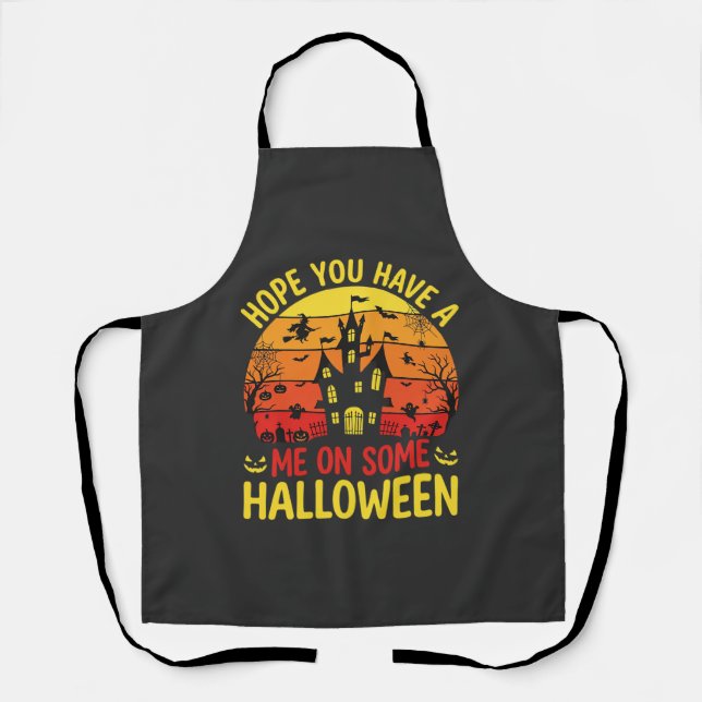 Tablier Maison hantée drôle d'Halloween sur certains desig (Recto)