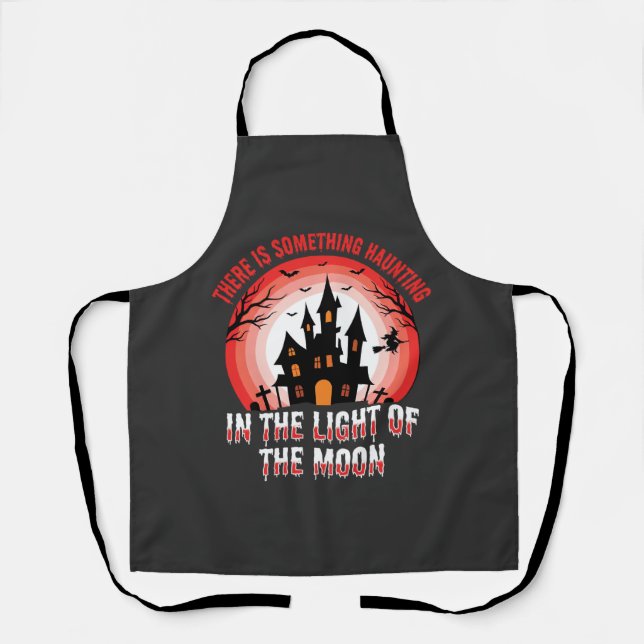 Tablier Maison Hantée Halloween Sorcière Clair de Lune (Recto)
