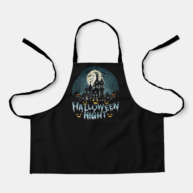 Tablier Maison Hantée, Nuit d'Halloween Terrifiante (Recto)