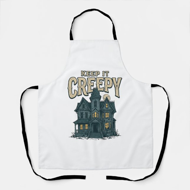 Tablier Maison Hantée Vintage Creepy Halloween Dés (Recto)