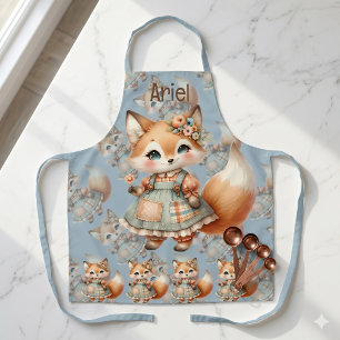 Tablier Maisonnette Fantaisiste Florale Pastel Renard Core
