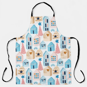 Tablier Maisons scandinaves, motif d'humeur hivernale.