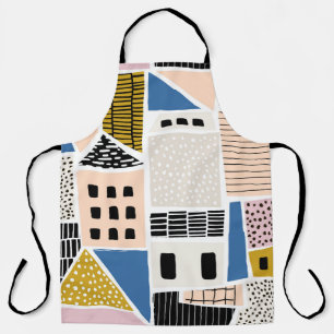 Tablier Maisons Tirées main sans couture Abstrait