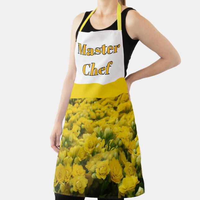 Tablier Maître Chef Fond Floral Jaune Fleur Brillante (Insitu)