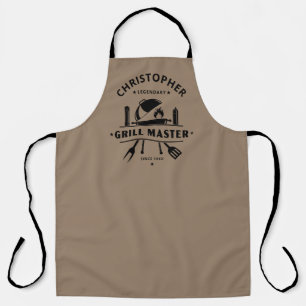 Tablier Maître de Grill Légendaire Brun Rustique BBQ perso
