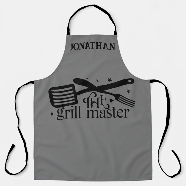 Tablier Maître du Grill BBQ Chef Cadeau pour Lui Nom (Recto)
