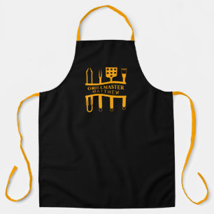 Tablier Maître du grill fête des pères texte noir orange c