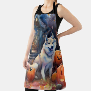 Tablier Malamute d'Halloween en Alaska avec la peur Citrou