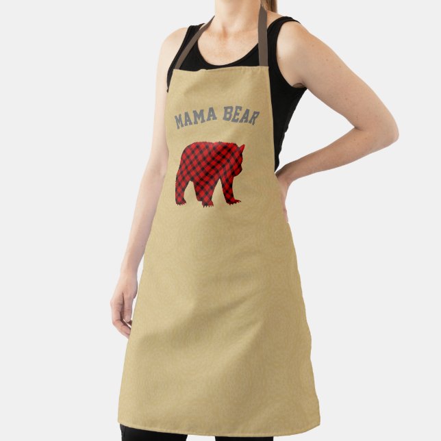 Tablier Mama Bear carreau de buffle ours Noël (Insitu)