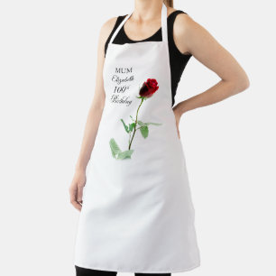 Tablier Maman 100e anniversaire Fleur de rose rouge person