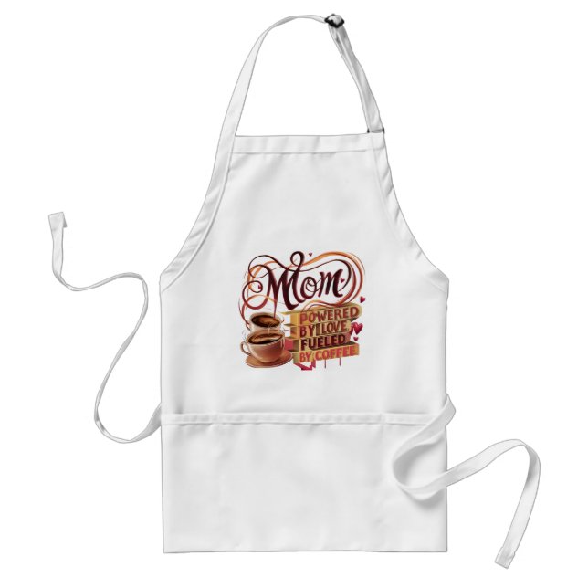 Tablier Maman — Alimenté par l'amour, alimenté par le café (Devant)