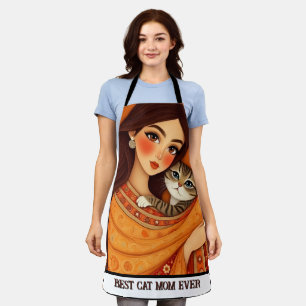 Tablier Maman amoureuse de chats Photo orange