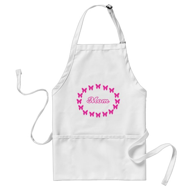 Tablier Maman avec de mignons papillons roses (Devant)