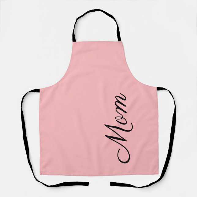 Tablier Maman Blush Pink Black Script personnalisé (Recto)