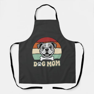 Tablier Maman Chien Rétro Bulldog Vectoriel
