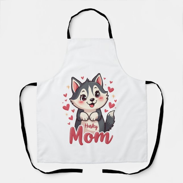 Tablier Maman de chien Husky Design Mignon Kawaii (Recto)