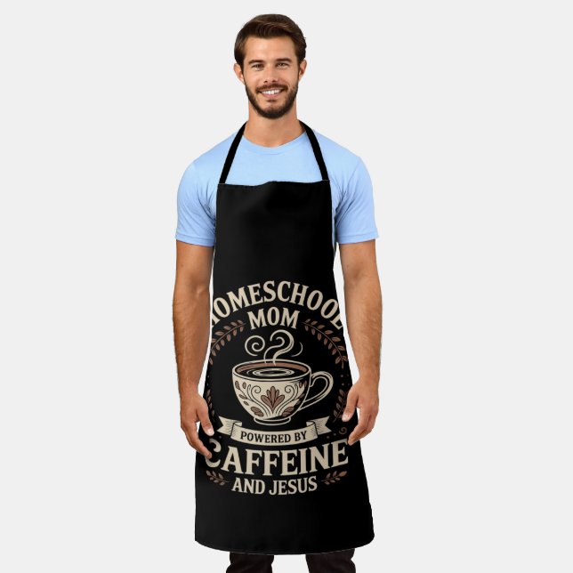 Tablier Maman école à la maison propulsée par la caféine e (Porté)
