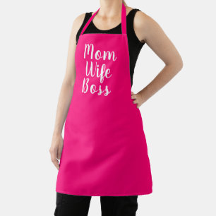 Tablier Maman femme patron hot rose script personnalisé él