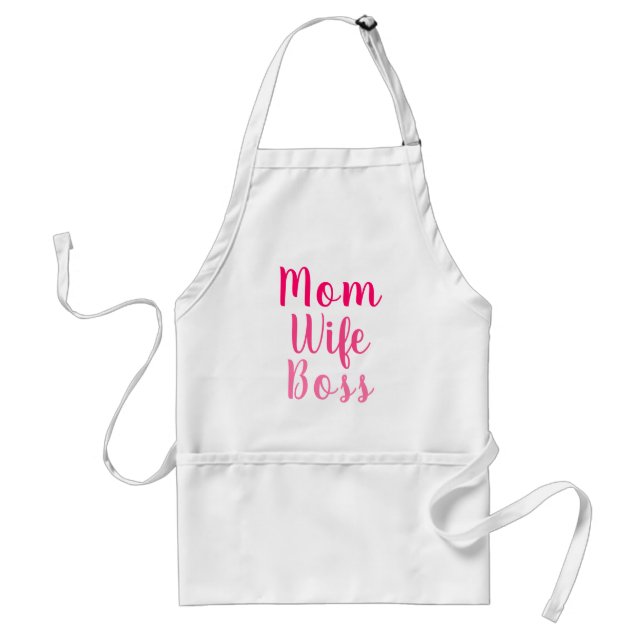 Tablier Maman femme patron hot rose stylisé script moderne (Devant)