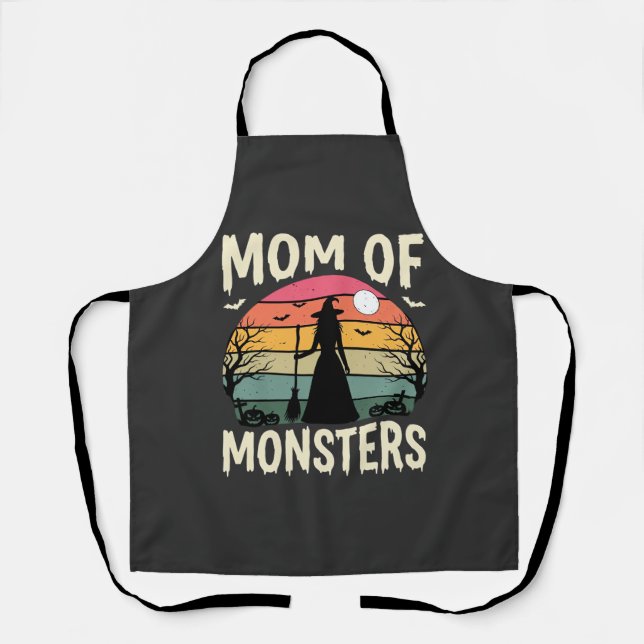 Tablier Maman Halloween de monstres sorcière coucher de so (Recto)