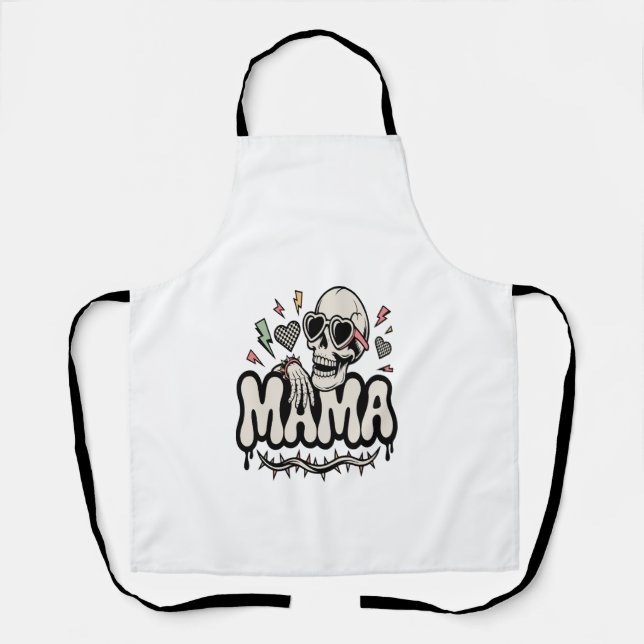 Tablier Maman Halloween drôle crâne cool (Recto)
