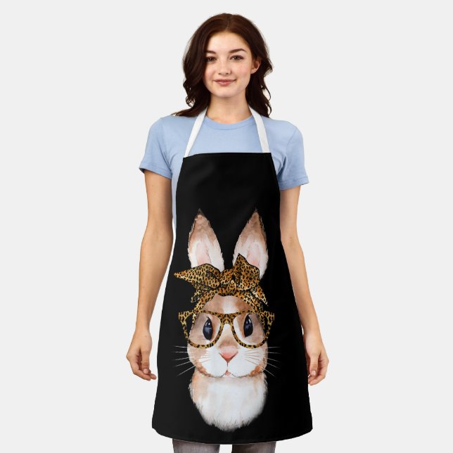Tablier Maman Lapin de Pâques mignon Léopard de Pâques Ann (Porté)